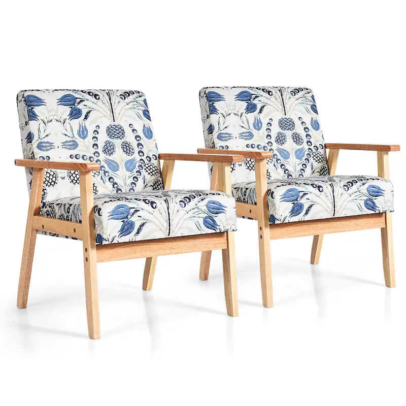 2 fauteuils d'appoint rembourrés pour bureau à domicile avec pieds en bois - 25 x 26,5 x 32