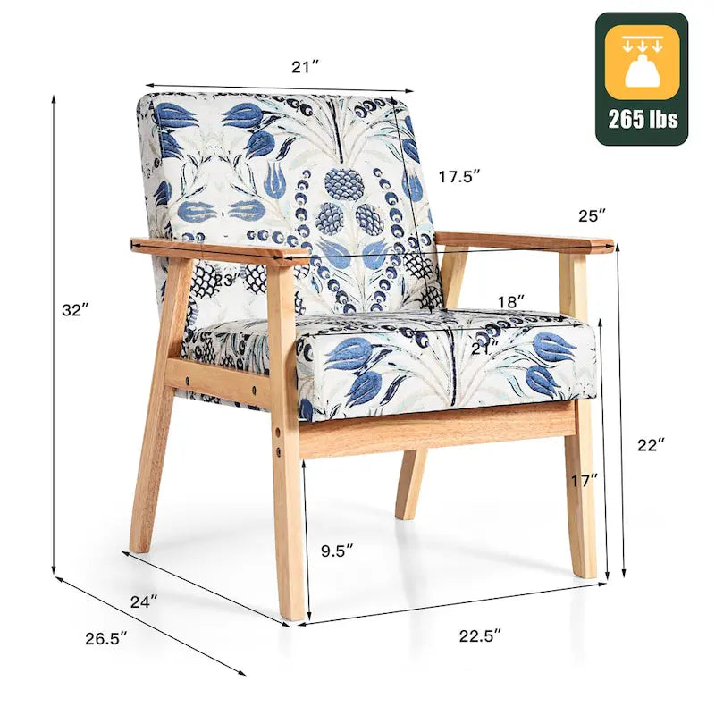2 fauteuils d'appoint rembourrés pour bureau à domicile avec pieds en bois - 25 x 26,5 x 32