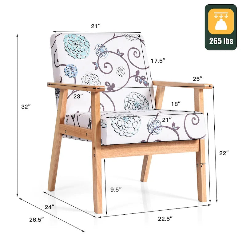 2 fauteuils d'appoint rembourrés pour bureau à domicile avec pieds en bois - 25 x 26,5 x 32