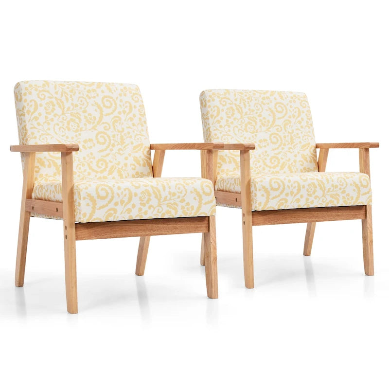 2 fauteuils d'appoint rembourrés pour bureau à domicile avec pieds en bois - 25 x 26,5 x 32