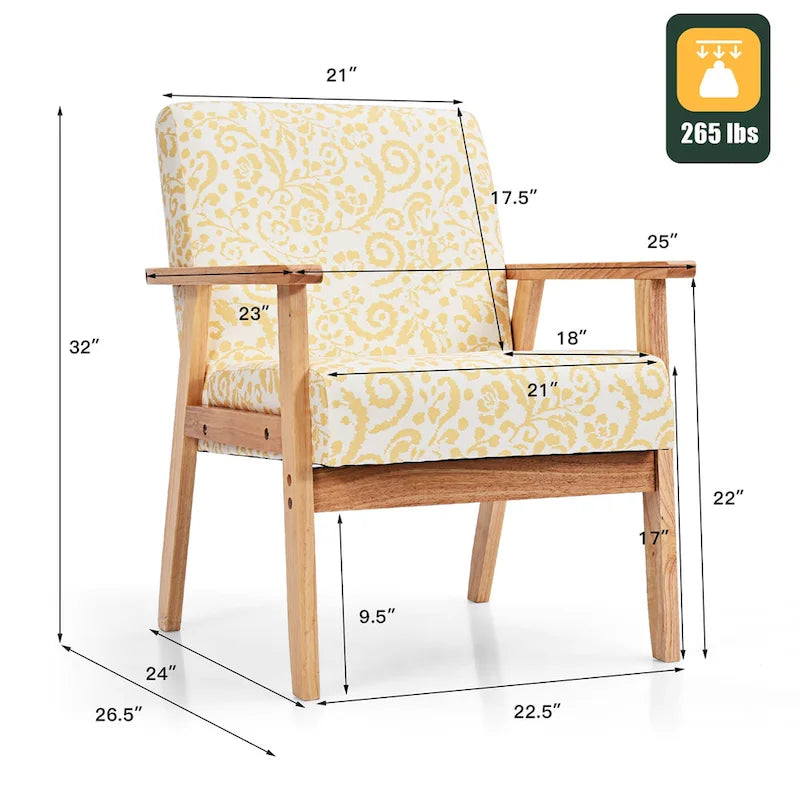 2 fauteuils d'appoint rembourrés pour bureau à domicile avec pieds en bois - 25 x 26,5 x 32