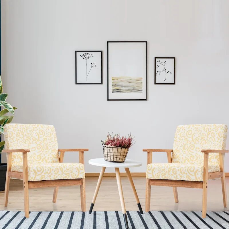2 fauteuils d'appoint rembourrés pour bureau à domicile avec pieds en bois - 25 x 26,5 x 32