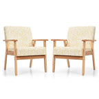 2 fauteuils d'appoint rembourrés pour bureau à domicile avec pieds en bois - 25 x 26,5 x 32