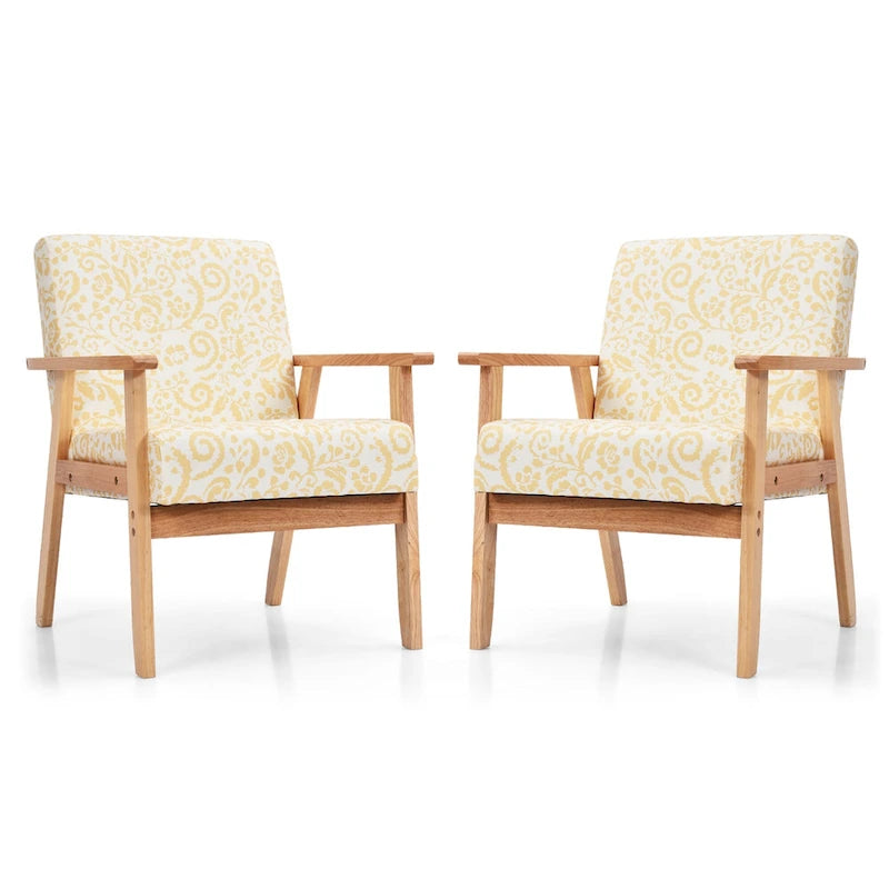 2 fauteuils d'appoint rembourrés pour bureau à domicile avec pieds en bois - 25 x 26,5 x 32