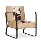 Fauteuil simple avec cadre en métal pour salon Cuir véritable - 23.6 x 25.2 x 29.1