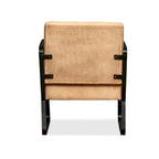 Fauteuil simple avec cadre en métal pour salon Cuir véritable - 23.6 x 25.2 x 29.1