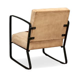 Fauteuil simple avec cadre en métal pour salon Cuir véritable - 23.6 x 25.2 x 29.1