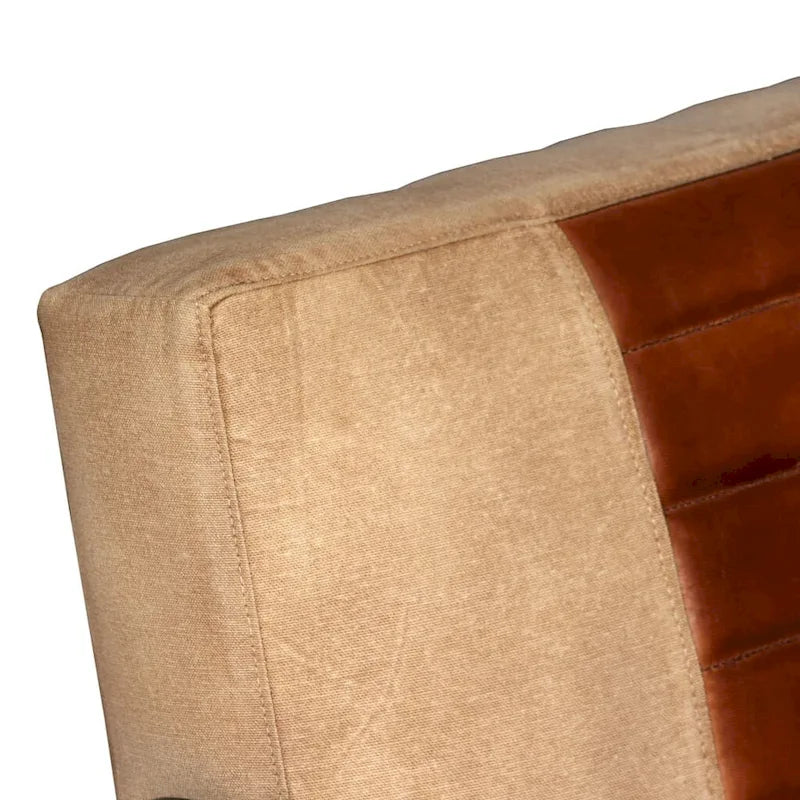 Fauteuil simple avec cadre en métal pour salon Cuir véritable - 23.6 x 25.2 x 29.1