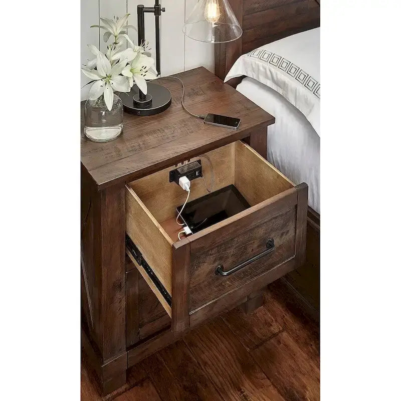 Meubles de chambre à coucher Shelba en bois massif avec rangements