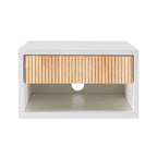 Table de chevet flottante Ettore 15.71, classique et contemporaine, avec tiroir tambour à fermeture amortie et passe-câbles