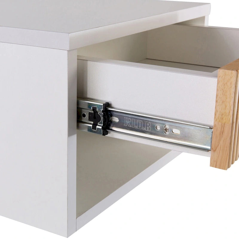Table de chevet flottante Ettore 15.71, classique et contemporaine, avec tiroir tambour à fermeture amortie et passe-câbles