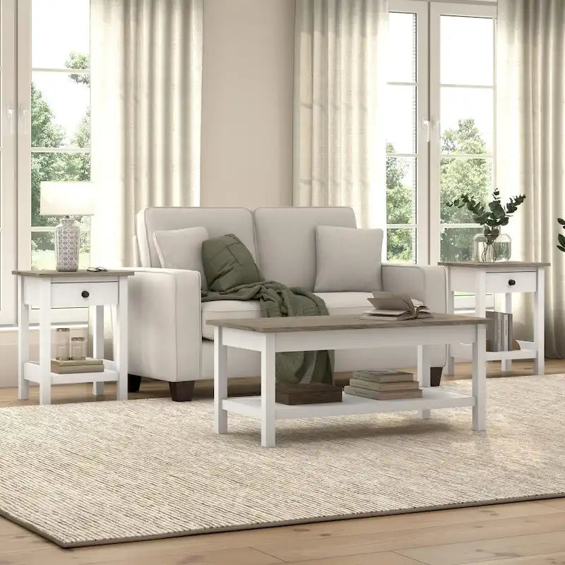 Table basse de style rustique avec tables d'appoint