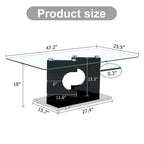 Une table basse rectangulaire moderne et tendance avec un plateau en verre trempé et des pieds en MDF blanc