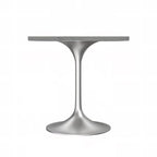 Table de salle à manger carrée avec plateau en résine marbrée blanche et base moderne en acier brossé pour cuisine