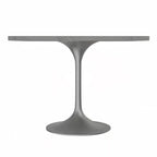 Table de salle à manger carrée avec plateau en résine marbrée blanche et base moderne en acier brossé pour cuisine