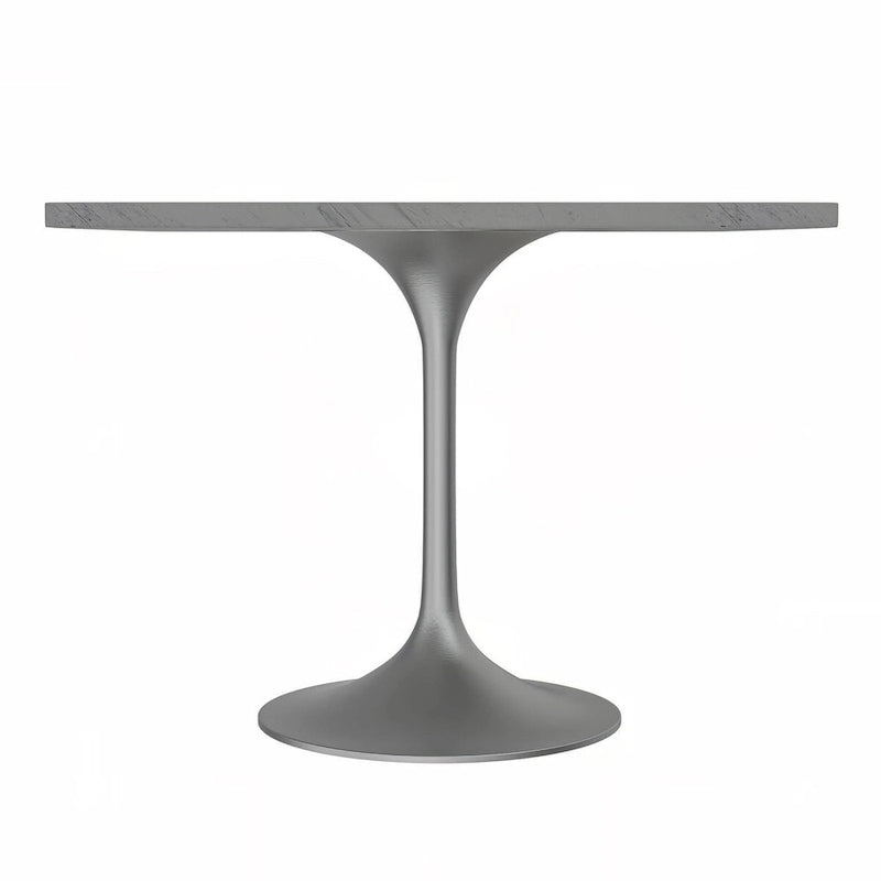 Table de salle à manger carrée avec plateau en résine marbrée blanche et base moderne en acier brossé pour cuisine