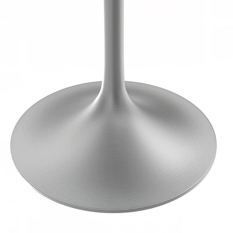 Table de salle à manger carrée avec plateau en résine marbrée blanche et base moderne en acier brossé pour cuisine