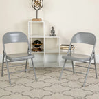 Lot de 4 chaises pliantes en métal à triple renfort et double charnière