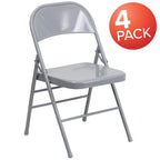 Lot de 4 chaises pliantes en métal à triple renfort et double charnière