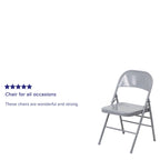 Lot de 4 chaises pliantes en métal à triple renfort et double charnière