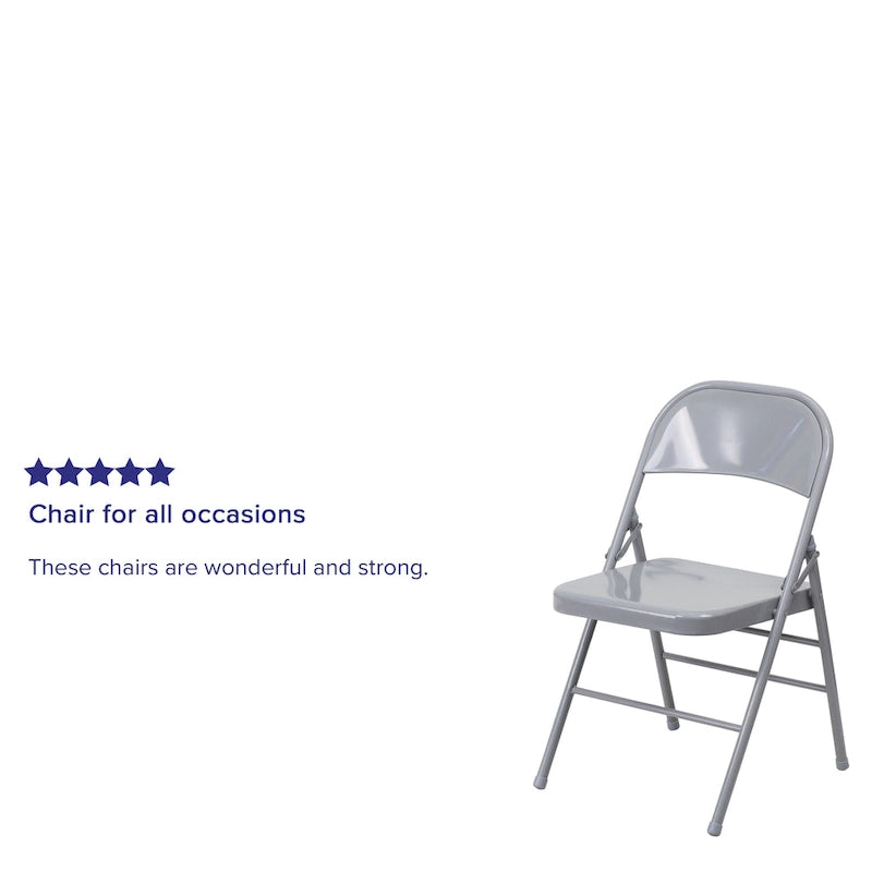 Lot de 4 chaises pliantes en métal à triple renfort et double charnière