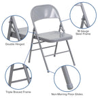 Lot de 4 chaises pliantes en métal à triple renfort et double charnière