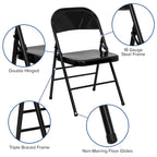 Lot de 4 chaises pliantes en métal à triple renfort et double charnière
