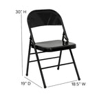 Lot de 4 chaises pliantes en métal à triple renfort et double charnière