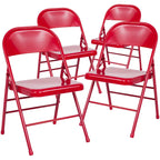 Lot de 4 chaises pliantes en métal à triple renfort et double charnière