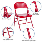 Lot de 4 chaises pliantes en métal à triple renfort et double charnière