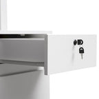 Bureau d'ordinateur avec étagère, bureau en bois pour adolescents, pour écrire, ordinateur portable, maison, bureau avec tiroirs, 3 prises CA et 2 ports de chargement USB