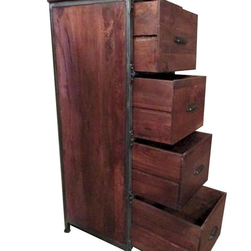 Meuble à 4 tiroirs en bois massif fait main de style rustique