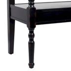 Banc en bois vieilli avec dossier cintré et pieds tournés - Noir ou blanc