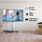 Meuble TV roulant de qualité supérieure avec fonction pivotante pour écrans de 32 à 72 pouces, supporte jusqu'à 40 kg