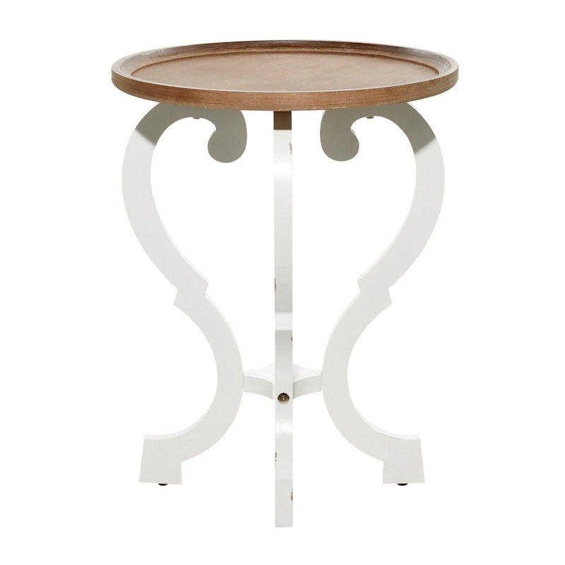 Table d'appoint ronde en bois sculpté - 25x19x19