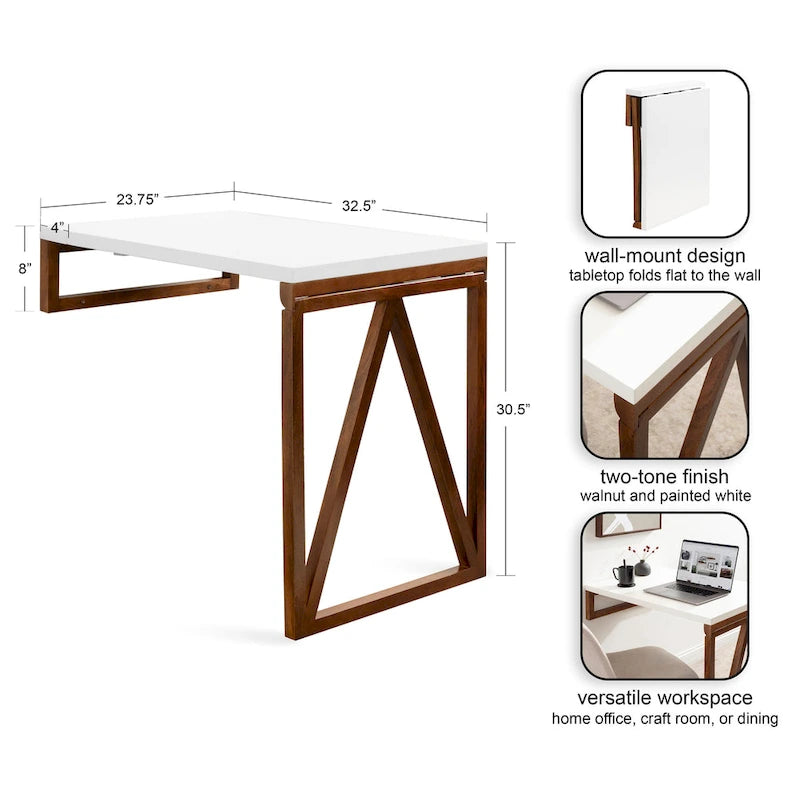 Table murale pliante en bois - 24x33x31