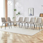 Chaise de salle à manger avec coussin de dossier en cuir artificiel, pieds en métal noir, coussin incurvé et élargi pour plus de confort (6 chaises)