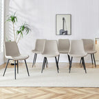 Chaise de salle à manger avec coussin de dossier en cuir artificiel, pieds en métal noir, coussin incurvé et élargi pour plus de confort (6 chaises)