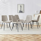 Chaise de salle à manger avec coussin de dossier en cuir artificiel, pieds en métal noir, coussin incurvé et élargi pour plus de confort (6 chaises)