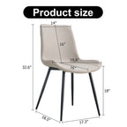 Chaise de salle à manger avec coussin de dossier en cuir artificiel, pieds en métal noir, coussin incurvé et élargi pour plus de confort (6 chaises)