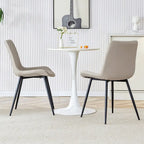 Chaise de salle à manger avec coussin de dossier en cuir artificiel, pieds en métal noir, coussin incurvé et élargi pour plus de confort (6 chaises)