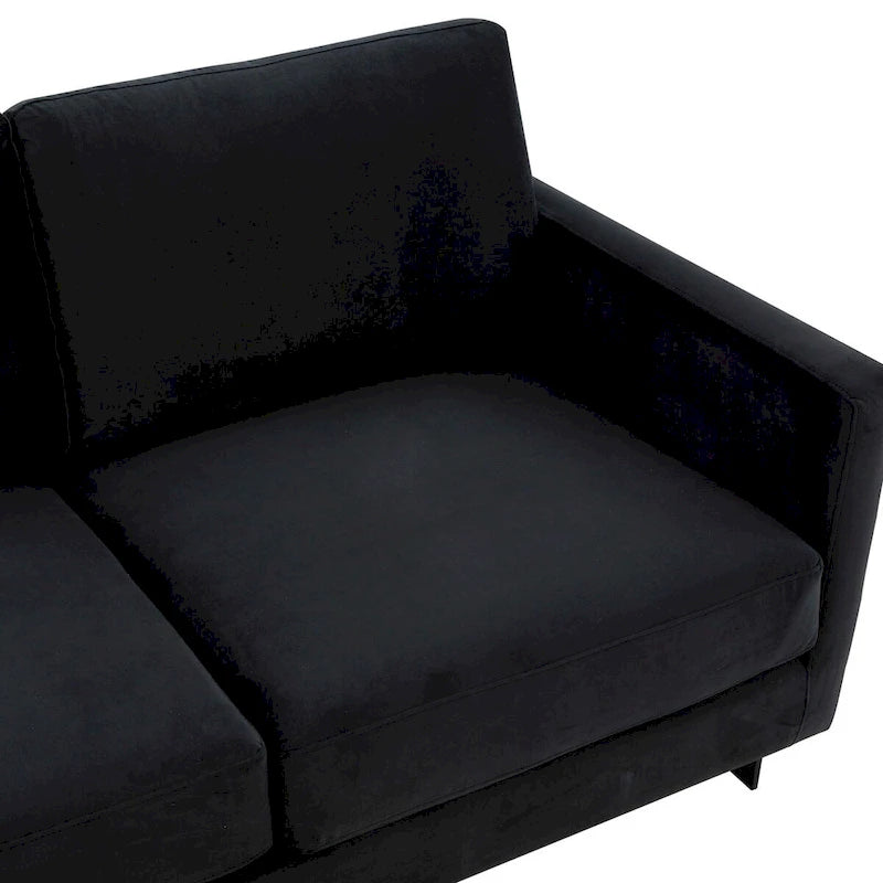 Canapé 3 places en velours Lincoln avec piètement en acier inoxydable noir