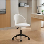Chaise de bureau Boucle, Chaise d'ordinateur pivotante réglable à dossier moyen avec pieds noirs, Chaise de bureau rembourrée avec roulettes