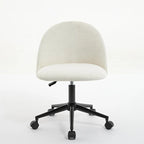 Chaise de bureau Boucle, Chaise d'ordinateur pivotante réglable à dossier moyen avec pieds noirs, Chaise de bureau rembourrée avec roulettes